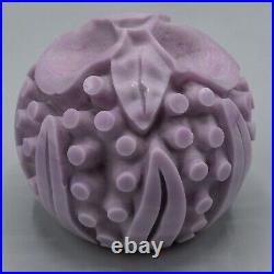 Sylvia Fama Art Glass Paperweight Mauve Orchid Carved 1986 FREE USA SHIPPING