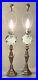TWO 28 St Clair Trumpet Flower Paperweight Bubble Electric WHITE Bronze LAMP s