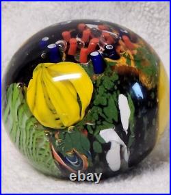 Tidal Pool Glass Paperweight Anemones & Sea Flowers Red Blue Yellow Green H2 99