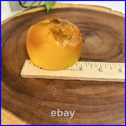 Tittot Art Glass Amber Crystal Signed 3D Paperweight Koi Pond Fish 3 Vtg 1998