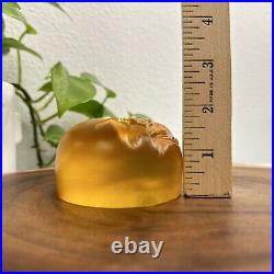 Tittot Art Glass Amber Crystal Signed 3D Paperweight Koi Pond Fish 3 Vtg 1998