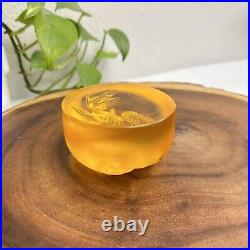 Tittot Art Glass Amber Crystal Signed 3D Paperweight Koi Pond Fish 3 Vtg 1998