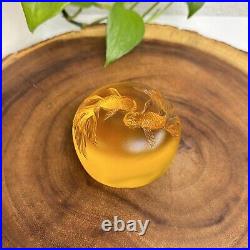 Tittot Art Glass Amber Crystal Signed 3D Paperweight Koi Pond Fish 3 Vtg 1998