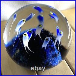 Touchstone Glass Richardson Schooling Fish Ocean Floor Lampwork Art Paperweight