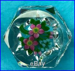 Trabucco Paperweight Faceted Clear Glass Floral Bouquet
