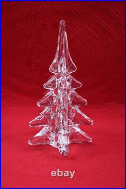 Trio (3) Art Glass / Crystal Christmas Tree Figurines 4.5 6.5 & 8