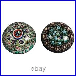 Two Antique Millefiori Art Glass Paperweights 19thC