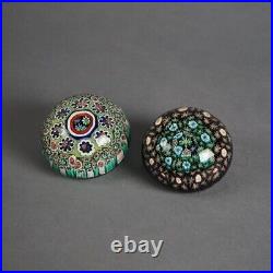 Two Antique Millefiori Art Glass Paperweights 19thC