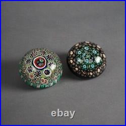 Two Antique Millefiori Art Glass Paperweights 19thC