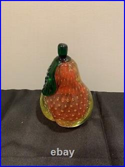 Uranium Glass Vaseline Murano Pear With Controlled Bubbles Mint