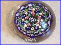 VINTAGE BACCARAT Multicolored CONCENTRIC MILLEFIORI CANES Art Glass PAPERWEIGHT