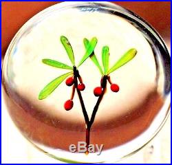 VINTAGE Full Size PAUL STANKARD Cherries on the Tree ART Glass PAPERWEIGHT