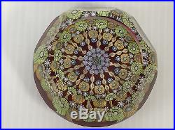 VINTAGE PERTHSHIRE PAPERWEIGHT FACETED MILLEFIORI TWIST CANES ART GLASS BOX RARE