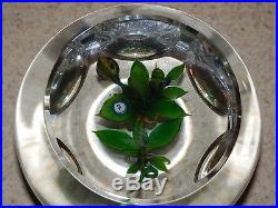 VINTAGE STUDIO ART GLASS FACETED PAPERWEIGHT CANE ARTIST SIGNED UNKNOWN 3 1/4