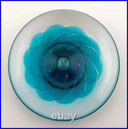 VTG 1996 Maytum Studios Iridescent Blue Disk Art Glass Paperweight Art Glass