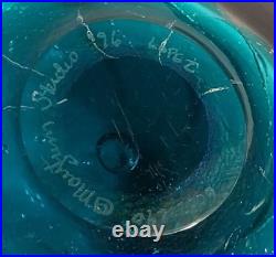 VTG 1996 Maytum Studios Iridescent Blue Disk Art Glass Paperweight Art Glass