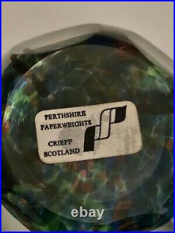 VTG HTF Perthshire Label Blue Bird on Branch Lampwork Faceted Paperweight 3D