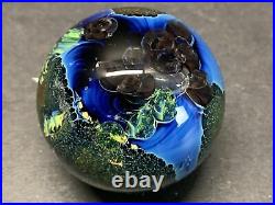 VTG Josh Simpson Inhabited Planet Art Glass Paperweight 2002 Signed Set Of 2