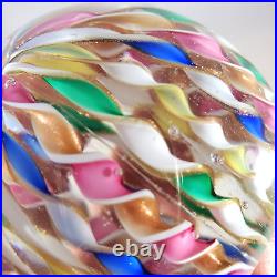 VTG KB Fratelli Toso Twisted Pastel/Gold Ribbons Italian Art Glass Paperweight