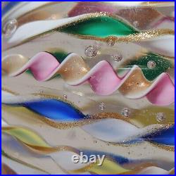 VTG KB Fratelli Toso Twisted Pastel/Gold Ribbons Italian Art Glass Paperweight