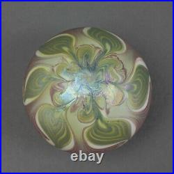 Vandermark 1983 Signed Studio Art Glass Iridescent Pulled Feather Paperweight
