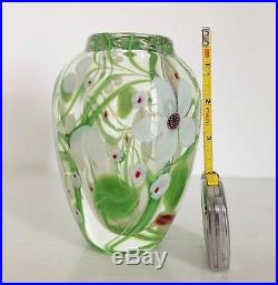 Very Fine Orient & Flume Art Glass Vase Paperweight Flowers & Vines Signed