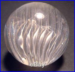 Vint. 2000 Veiled SWIRL Bubble RAINBOW Art Glass JOSH SIMPSON Clear PAPERWEIGHT