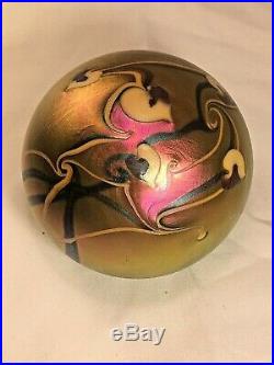 Vintage 1976 Orient And Flume Iridescent Paperweight Signed