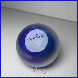 Vintage 1990s Glass Eye Studio GES Neptune Planet Art Glass Ball Paperweight