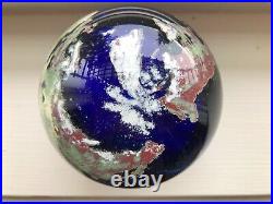 Vintage 1994 Iridescent Lundberg Studios Art Glass World Earth Globe Paperweight