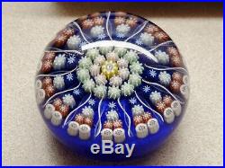 Vintage 2.5 Perthshire Millefiori Center P Cane Blue Field Spoked Paperweight