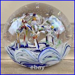 Vintage ALTAGLASS Art Glass CANADA Flower Multicolor Paperweight with Label