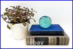 Vintage Aqua Glass Faceted Paperweight