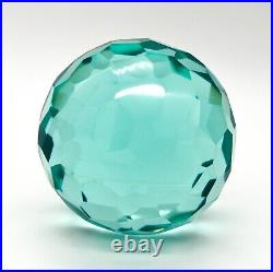 Vintage Aqua Glass Faceted Paperweight