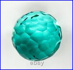 Vintage Aqua Glass Faceted Paperweight