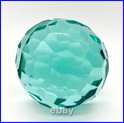 Vintage Aqua Glass Faceted Paperweight