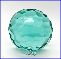 Vintage Aqua Glass Faceted Paperweight