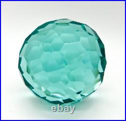 Vintage Aqua Glass Faceted Paperweight