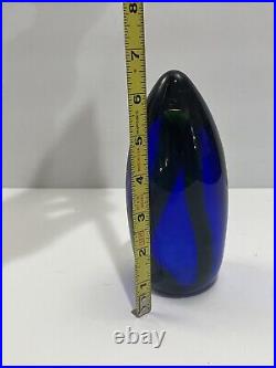 Vintage Art Glass Cobalt Blue Glass Bullet Shape Large Paperweight Unique