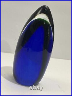 Vintage Art Glass Cobalt Blue Glass Bullet Shape Large Paperweight Unique