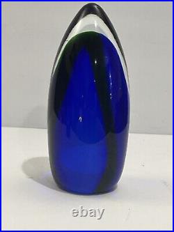 Vintage Art Glass Cobalt Blue Glass Bullet Shape Large Paperweight Unique