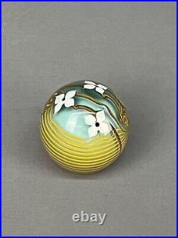 Vintage Art Glass Paperweight Bridgeton Studios Buzzini, Pulled Feather, Flower