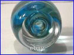 Vintage Art glass Signed paperweight K OKAWA Magnum 1984 Blue Large