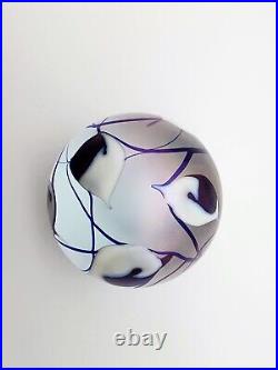 Vintage Artist Signed David Lotton Iridescent Art Glass Leaf & Vine Paperweight