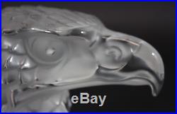 Vintage Authentic Signed Lalique France Art Glass Eagle Head Paperweight, NR