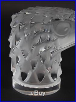 Vintage Authentic Signed Lalique France Art Glass Eagle Head Paperweight, NR