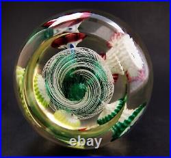 Vintage Baccarat 1885 Round Art Glass Paperweight Assorted Color Florets 4.5