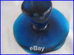 Vintage Blue Viking Art Glass Mushroom 3 Pc Set Rare Bluenique Paperweights