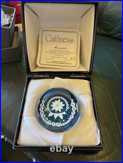 Vintage CAITHNESS Scotland Art Glass Marguerite Paperweight Box Certificate