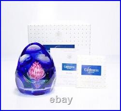 Vintage CAITHNESS Scotland Art Glass Protea Paperweight in Box & Paperwork